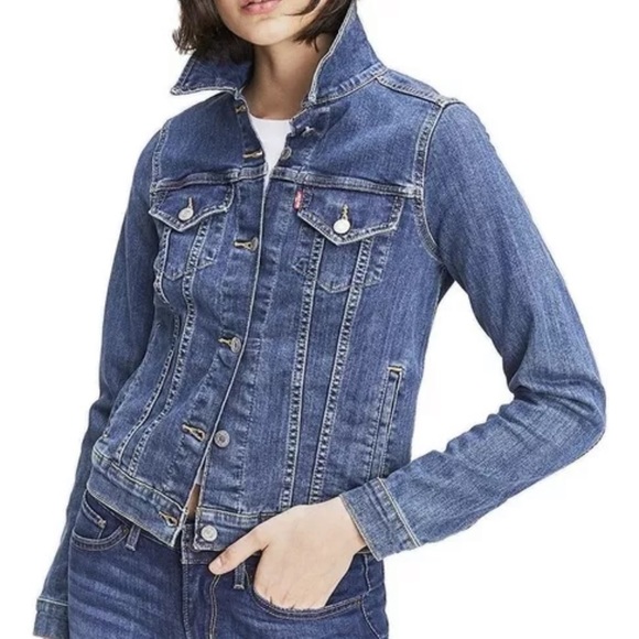 Levi's Jackets & Blazers - Levi’s Red Tab Jean Jacket Dark Wash Blue Stretch Denim